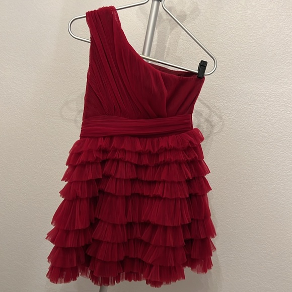 Endless Rose Tiered Tulle Mini Dress in Cherry Red - Picture 6 of 6
